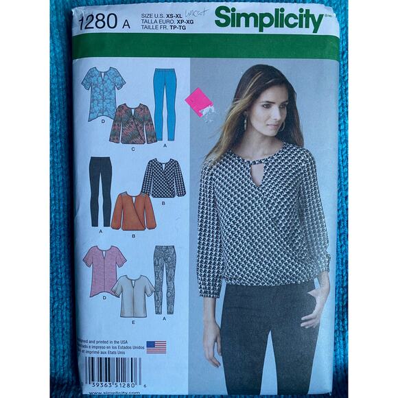 Simplicity 1280 pattern keyhole top pants  xs-XL - Picture 1 of 4